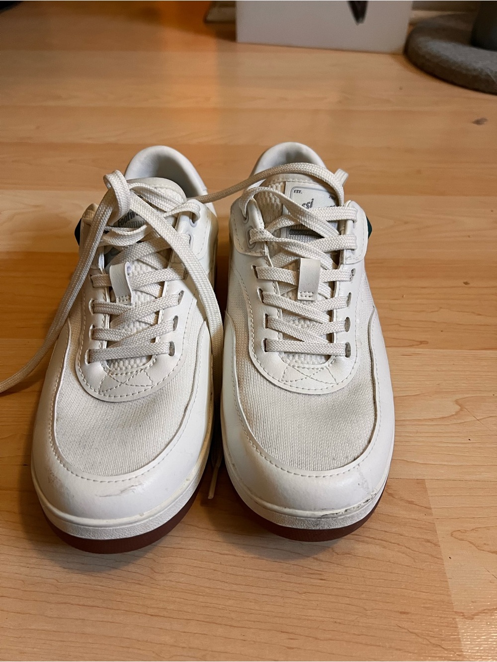 Women’s Cream Low-Top Canvas Sneakers with Gum Sole